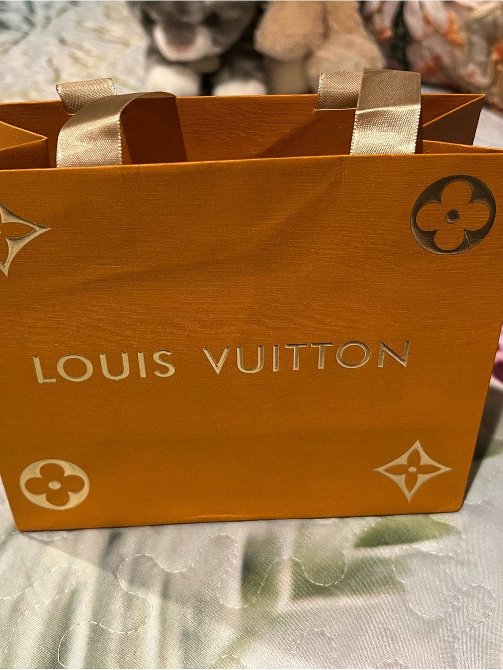 Louis Vuitton Small Orange Shopping Bag with Gold Accents